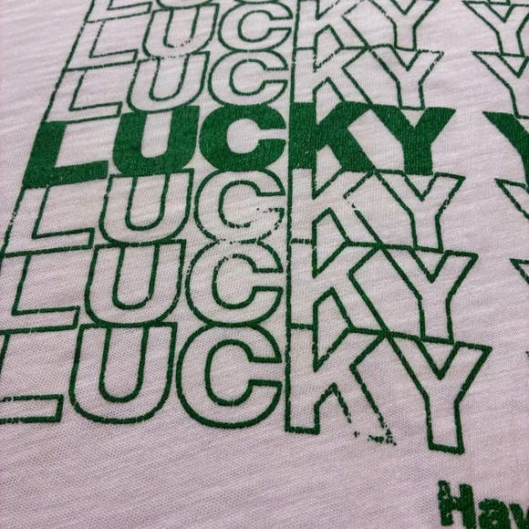 Lucky Brand White Tee with Green 'Lucky You' Chest Graphic - Picture 7 of 16